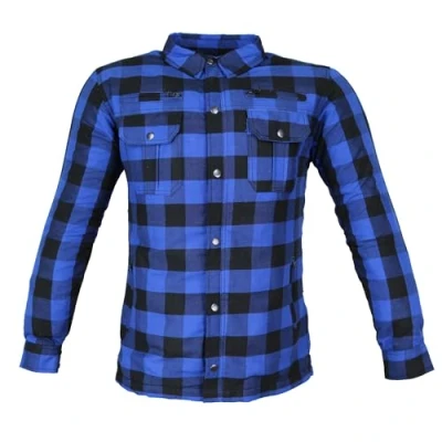 Abbildung von ALPHA SPEEDS Motorradhemden Biker Hemdjacke Wasserdicht &amp; Winddicht Motorrad Kariertes Hemd mit Protektoren Jacke Flanell Lumber Aramid (DE/NL/SE/PL, Alphanumerisch, XXL, Regular, Blau)