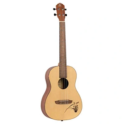 Abbildung von Ortega Guitars Bariton Ukulele akustisch Bonfire Series Fichtendecke mit lasergaviertem Motiv (RU5 BA)