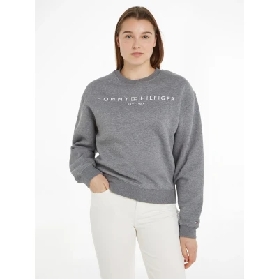 Abbildung von Tommy Hilfiger LOGO Sweatshirt, Damen, Größe: Small, Medium heather grey