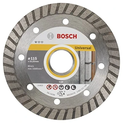 Abbildung von Bosch Professional 10 Stück Diamanttrennscheibe (für Baumaterial, Ø: 115 mm, BohrungsØ: 22,23 Zubehör für Winkelschleifer)
