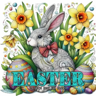 Abbildung von Ostern Malbuch für Erwachsene: Wunderschöne Oster Elemente, Hasen, Ostereier, Blumen Erwachsene versch. Stile Zentangle, ... Coloring book Zentangle Easter
