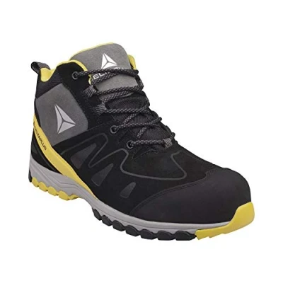 Abbildung von Delta Plus MANHAS3NJ46 Halbschuhe aus Nubuk, Fettleder und Nylon Mesh, S3 HRO SRC, Schwarz/Gelb, Größe 46
