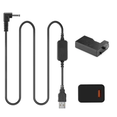 Abbildung von Raeisusp ACK E5 USB Kabel + LP Dummy Batterie DR DC Koppler QC3.0 Adapter für Canon EOS 450D 500D 1000D XS XSi T1i