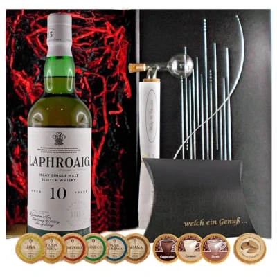 Abbildung von Geschenk Laphroaig 10 Jahre Single Malt Whisky + Glaskugelportionierer Edelschokoladen