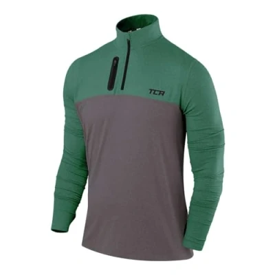Abbildung von TCA Funktionsshirt Herren Langarm Fusion Pro Quickdry Langarmshirt atmungsaktiv Wandershirt Laufshirt mit Reißverschluss Outdoor Longsleeve Sport Pullover Grün, S