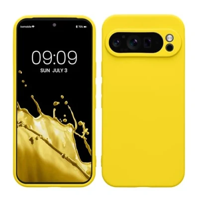 Abbildung von kwmobile Handyhülle kompatibel mit Google Pixel 9 Pro Hülle Handy Case aus weichem Silikon in Strahlend Gelb