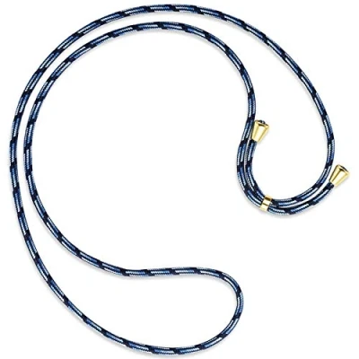 Abbildung von mtb more energy® Ersatz Band für Handykette blau gestreift inklusive Endkappen (Gold) hochwertige Austausch Kordel Seil Kette