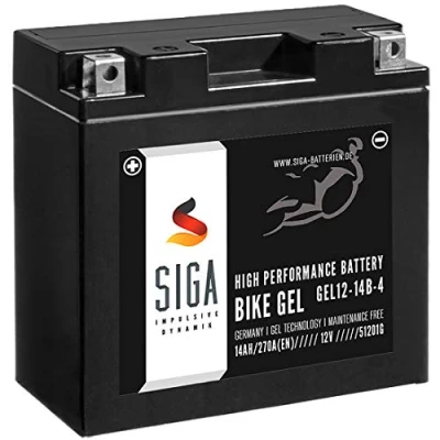 Abbildung von SIGA GEL Motorradbatterie 12V 14Ah 270A/EN Batterie YT14B 4 GEL12 14B GTZ14B BS 51201 51221