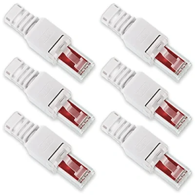 Abbildung von 6X Netzwerk Stecker RJ45 Cat6 Cat7 Cat5 LAN Kabel werkzeuglos Netzwerkstecker ohne Werkzeug werkzeugfrei Crimpstecker für Patchkabel Netzwerkkabel