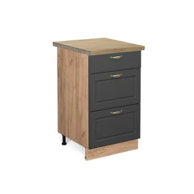 Abbildung von Vicco Küchenunterschrank Fame Line, Anthrazit Gold/Goldkraft Eiche, 50 cm, AP Eiche
