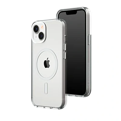 Abbildung von RhinoShield Clear Case kompatibel mit MagSafe für [iPhone 14/13]Überragende Magnetstärke, Vergilbungsresistenz, Kristallklar, optimaler Schutz und personalisierbar Weiß Kamera Ring