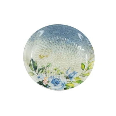Abbildung von Kaladia Multireibe Reibeteller in Blau mit blauer Blume, Keramik, handbemalte Küchenreibe Made Spain