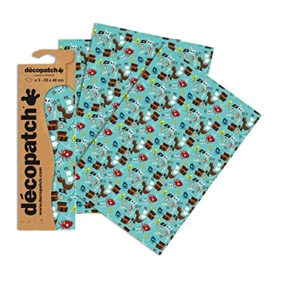 Abbildung von Decopatch Papier No. 728 (türkis Piratenschatz, 395 x 298 mm) 3er Pack