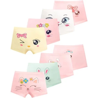 Abbildung von Adorel Mädchen Unterhosen Baumwolle Boxershorts Panty Unterwäsche 8er Pack Katze &amp; Häschen 128 EU (Herstellergröße XL)