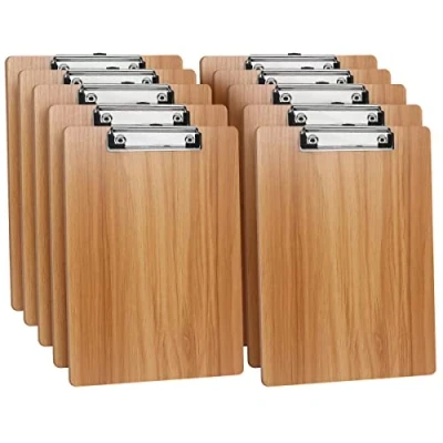 Abbildung von (10 Stück) Klemmbrett Holz A4,Schreibbrett Klemmbretter mit Metalklemme und Aufhängeose, Clipboard Schreibplatte für Büro,Restaurant,Schule