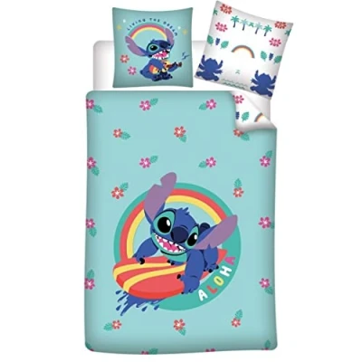 Abbildung von Bettwäsche Disney Stitch Aloha, 100% Baumwolle, Bettbezug 140 x 200 cm und Kissenbezug 65