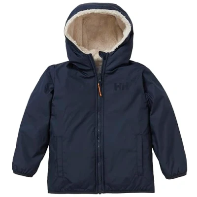 Abbildung von Helly Hansen Champ Reversible Unisex Regenjacke / wasserabweisende Jacke für Kinder, Größe: 110, Navy