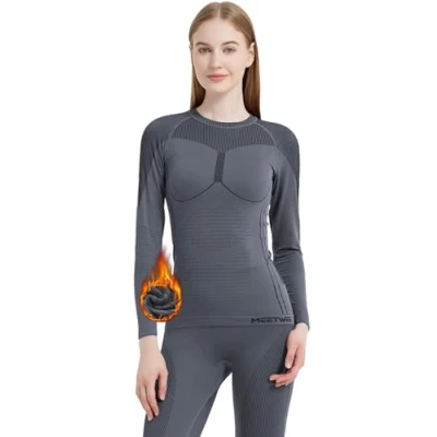 Abbildung von MEETWEE Thermounterwäsche Funktionsunterwäsche Damen, Skiunterwäsche Winter Set Atmungsaktiv Lange Thermo Unterwäsche Suit Thermowäsche Unterhemd + Unterhose