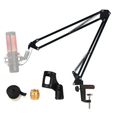 Abbildung von Tentucro Professionelle Mikrofon Suspension Boom Scissor Arm Stand Einstellbare Studio Desktop Mic Clip Halter für Blue Yeti, Schneeball und andere Mikrofone