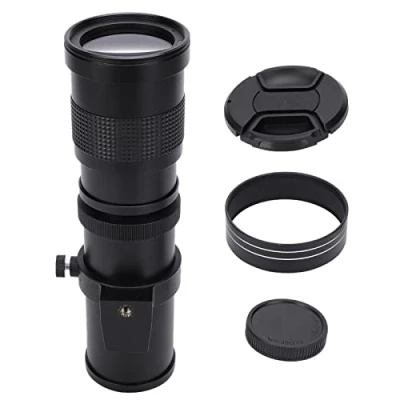 Abbildung von Hochleistungs Teleobjektiv mit 420 mm/800 mm F/8,3 16 manuellem Zoom für Canon, Sony, Minolta, Nikon, Pentax, Olympus und andere DSLR Kameras.