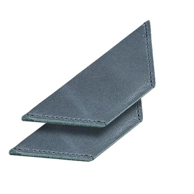 Abbildung von Londo handgefertigtes dreieckiges Lesezeichen aus echtem Leder (2er Set) (Blau, Dreieck)
