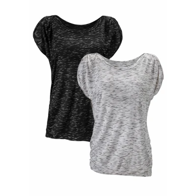 Abbildung von Lascana 2 PACK Tshirt print, Damen, Größe: 32/34, Schwarz/weiß