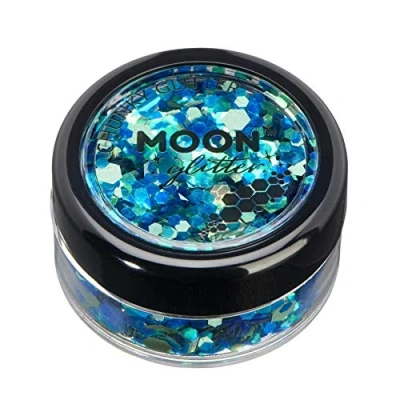 Abbildung von Mystiker grobkörniger Glitter von Moon 100% kosmetische Glitzer für Gesicht, Körper, Nägel, Haare und Lippen 3g Atlantis