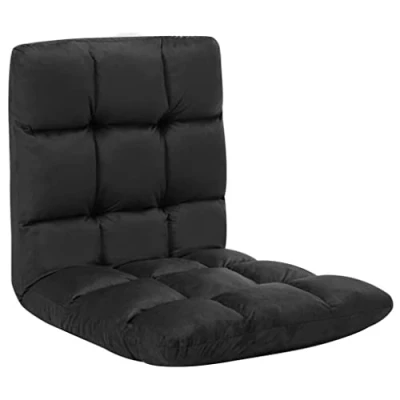 Abbildung von vidaXL Bodenstuhl Faltbar Schlafsessel Sessel Sofastuhl Lounge Bodensessel Liege Bodenkissen Sitzkissen mit Rückenlehne Schwarz Mikrofaser