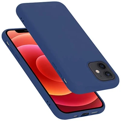 Abbildung von Cadorabo Hülle kompatibel mit Apple iPhone 12 Mini Silikon Handyhülle für Case aus flüssigem stoßfeste dünne TPU Schutzhülle Liquid BLAU
