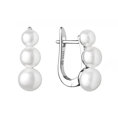 Abbildung von Gaura Pearls Perlenohrringe Elegant hängend weiß rund 5 7.5 mm, echte Süßwasserzuchtperle