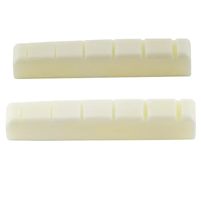 Abbildung von Musiclily Pro 42,95mm Gekerbt E Gitarre und Akustikgitarre Knochensattel Bone Nut für 6 saitiges Ibanez PRS, Elfenbein(2 Stück)