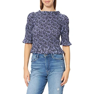 Abbildung von NA KD Damen high Neck Smocked Blouse Bluse, Violette Blume, 36 EU