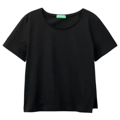 Abbildung von United Colors of Benetton Short Sleeve WITH SLIT Tshirt basic, Damen, Größe: XS, Black
