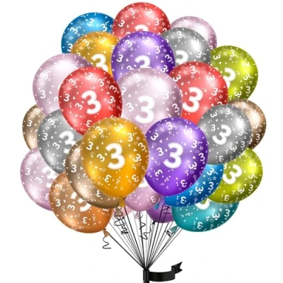 Abbildung von Luftballons 3. Geburtstag,15 Stück Metallic folienballon 3 helium ballons jahre aus 100% Naturlatex,Klimaneutral, 32cm Ballon zahlen für Kindergeburtstag und mädchen junge Geburtstag