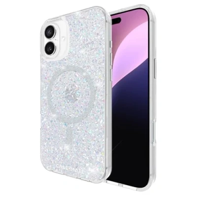 Abbildung von Case Mate Twinkle Mag Safe Schutzhülle kompatibel mit Apple iPhone 16 Plus Hülle Glitzer (3,6 m Fallschutz, Recyceltes Material, Integrierter Ring, Schillernd) Stardust/Silber