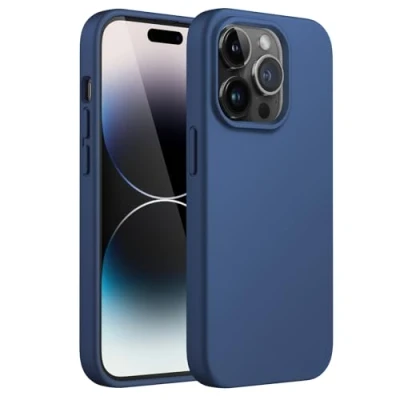 Abbildung von JETech Silikon Hülle für iPhone 14 Pro 6,1 Zoll, Ganzkörper Handyhülle mit Seidig Weicher Berühren, Stoßfest Schutzhülle Mikrofaser Futter (Kobaltblau)