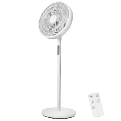 Abbildung von KLAMER Standventilator leise, stromsparender DC mit Fernbedienung, 12 Geschwindigkeitsstufen, Schlafmodus, automatische horizontale 85 Oszillation, 8h Timer, weiß