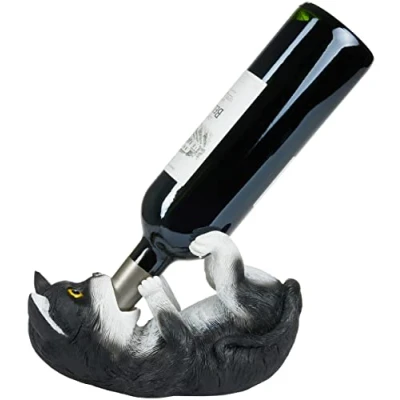 Abbildung von BRUBAKER Weinflaschenhalter Durstige Katze, (1 St), Flaschenhalter Trinkende Tiere Flaschenständer lustig Kätzchen Deko Figur Handbemalt Barzubehör für Weinbar Witzige Dekoration Wein Geschenk