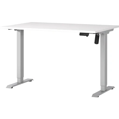 Abbildung von Germania Schreibtisch 8022 639, in Weiß/Silber, elektr. höhenverstellbar, 120 x 119 80 cm (BxHxT)