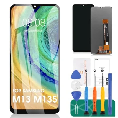 Abbildung von SRJTEK Ersatz LCD Display für Samsung Galaxy M13 4G M135 SM M135F, M135F/DSN Touch Digitizer Kits (schwarz, ohne Rahmen, nicht 5G)