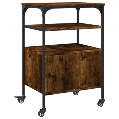 Abbildung von vidaXL Druckerständer, Druckertisch mit 4 Rollen 3 Ablagen, Druckerwagen für Büro Arbeitszimmer, Druckerhalter, Räuchereiche Holzwerkstoff
