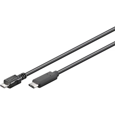 Abbildung von Good Connections USB 2.0 Anschlusskabel C Stecker an Micro B KUPFERLEITER, Doppelschirmung, 480 Mbit/s Datenübertragung schwarz 0,5 m / 50 cm