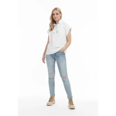Abbildung von DREIMASTER Vintage Damen Sweatshirt in Übergröße XS / Off White 51% Baumwolle 49% Polyester