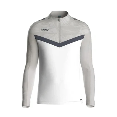 Abbildung von JAKO Ziptop Kinder Unisex Iconic Gr. 128 Weiß/Soft Grey/Anthra Light Atmungsaktives Sport Sweatshirt für mit Keep Dry Funktion und wärmender, weicher Fleece Innenseite