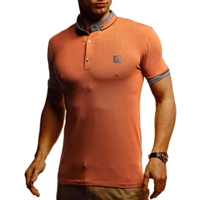 Abbildung von Leif Nelson Sommer Poloshirt Kurzarm Herren T Shirt Kragen (Rot, Größe S) Casual Männer Poloshirts lang Baumwolle Polo for Men Tshirt