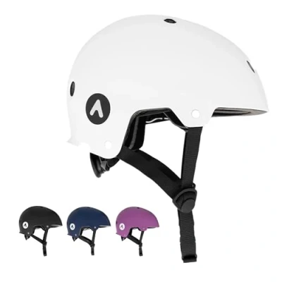 Abbildung von ATTABO Genes Helm für Skateboard und Scooter Größe L Weiß MTB mit ABS Hartschalentechnologie 11 Lüftungslöchern Verstellbar Drehknopf Langlebiges Material Sicherheit