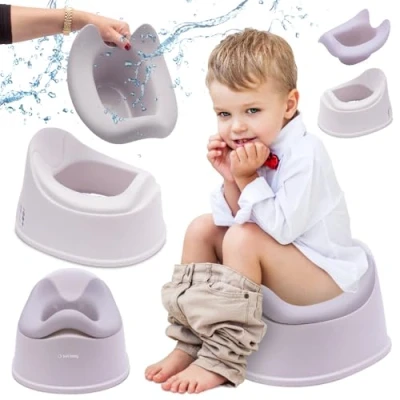 Abbildung von sun baby Kinder Töpfchen 18 36 Monate, rutschfeste Füße, ergonomische Rückenlehne, herausnehmbarer Einsatz, aus Kunststoff, bis zu 15 kg (Weiß Grau)