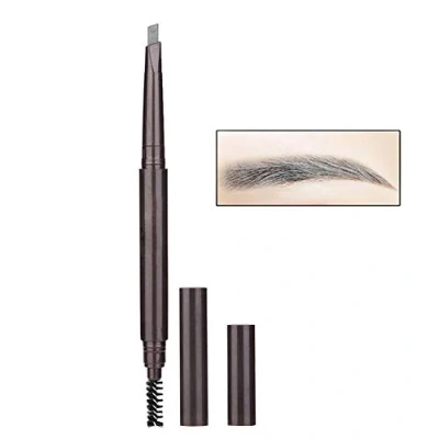 Abbildung von Dual End Augenbrauenstift, automatischer Rotationsaugenbrauenstift mit Augenbrauenpinsel Make up Stiften(4# Grau)