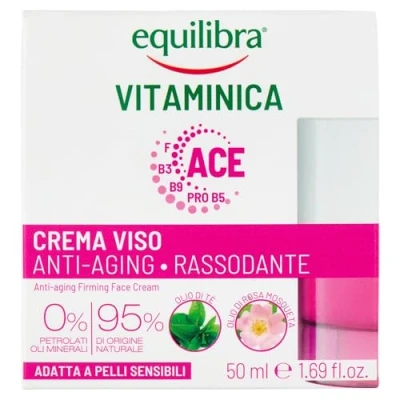 Abbildung von Equilibra Gesicht, Vitamin , Anti Aging Gesichtscreme mit Multivitamin Komplex, Tee und Mosqueta Öl, verleiht der Gesichtshaut Ton, Elastizität Leuchtkraft, 50 ml