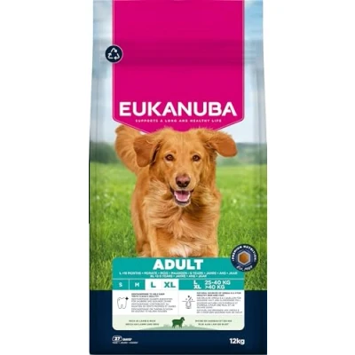 Abbildung von Eukanuba Hundefutter Trocken mit Lamm und Reis für große Rassen Premium Trockenfutter ausgewachsene Hunde, 12 kg